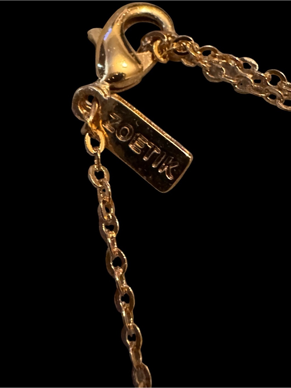 Zoetik Gold Tone Dark Blue Crystal Evil Eye Station Necklace NWOT Adjustable - Picture 3 of 4